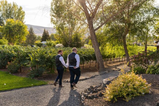 grooms walking off into distance