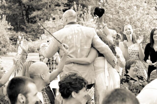couple walking the isle