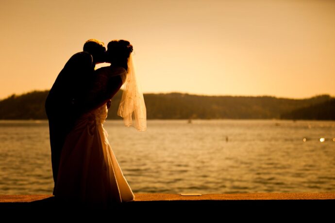 silhouette of happy couple