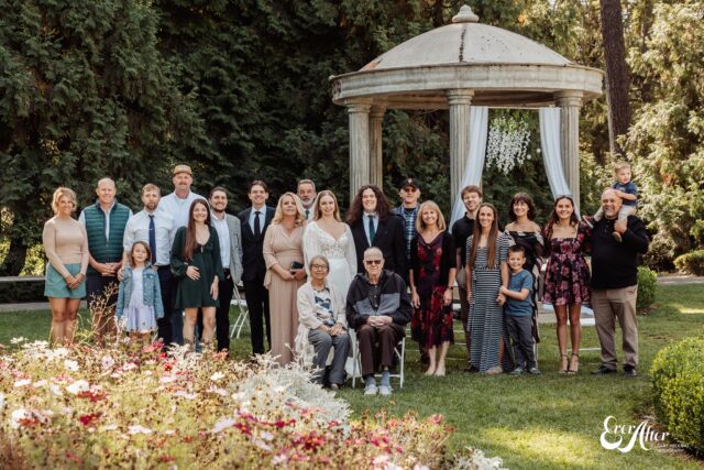 Reception party, everyone standing neatly together
