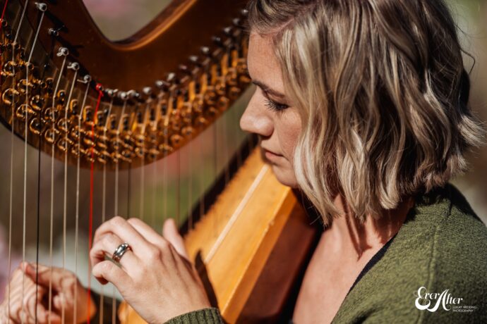 Woman playing a harp