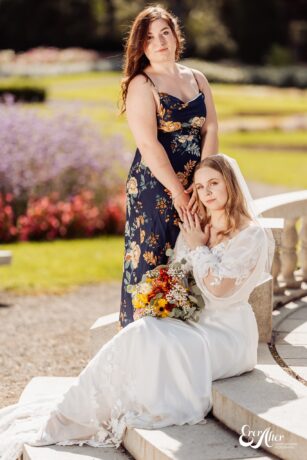 Bride and her best friend posing together